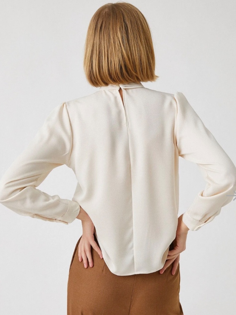 KOTN Bow Neck Long Sleeve Shirt Blouse Women's size L - Picture 11 of 14